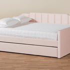 Baxton Studio Lennon Modern and Contemporary Pink Velvet Fabric Upholstered Full Size Daybed with Trundle