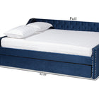 Baxton Studio Raphael Modern and Contemporary Navy Blue Velvet Fabric Upholstered Queen Size Daybed with Trundle