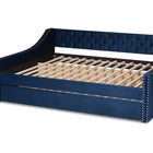 Baxton Studio Raphael Modern and Contemporary Navy Blue Velvet Fabric Upholstered Queen Size Daybed with Trundle