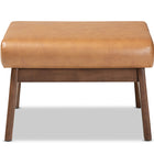 Baxton Studio Bianca Mid-Century Modern Walnut Brown Finished Wood and Tan Faux Leather Effect Ottoman