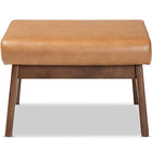 Baxton Studio Bianca Mid-Century Modern Walnut Brown Finished Wood and Tan Faux Leather Effect Ottoman