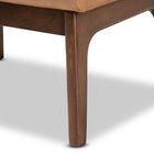 Baxton Studio Bianca Mid-Century Modern Walnut Brown Finished Wood and Tan Faux Leather Effect Ottoman