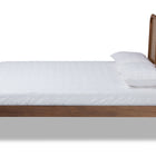 Baxton Studio Elston Mid-Century Modern Walnut Brown Finished Wood and Synthetic Rattan Queen Size Platform Bed