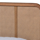 Baxton Studio Elston Mid-Century Modern Walnut Brown Finished Wood and Synthetic Rattan King Size Platform Bed