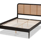 Baxton Studio Elston Mid-Century Modern Charcoal Finished Wood and Synthetic Rattan Queen Size Platform Bed