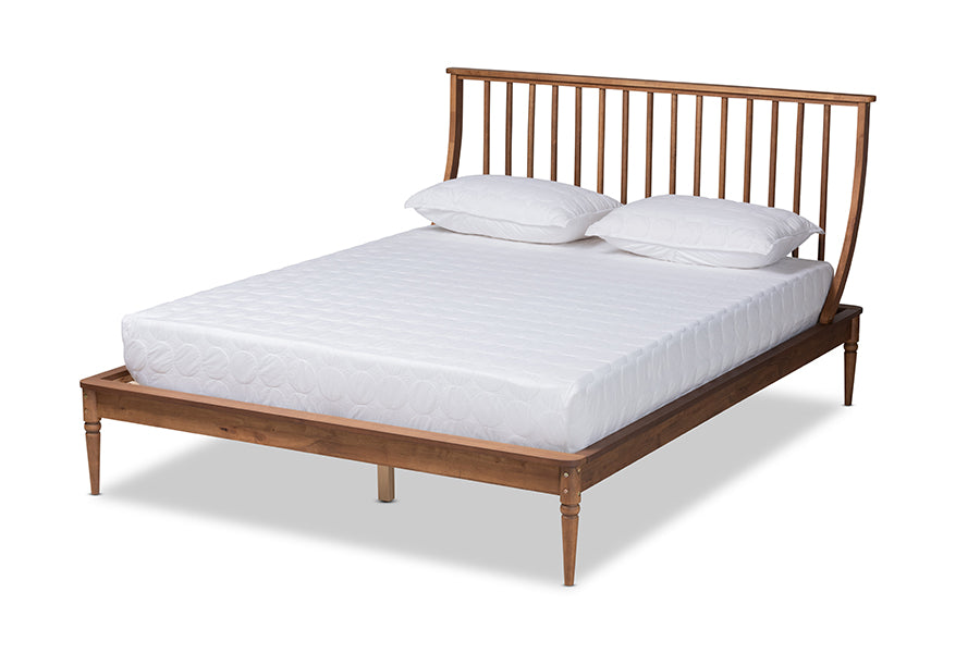Baxton Studio Abel Classic and Traditional Transitional Walnut Brown Finished Wood Queen Size Platform Bed