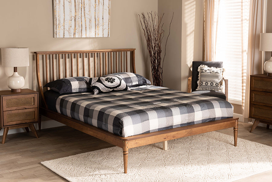 Baxton Studio Abel Classic and Traditional Transitional Walnut Brown Finished Wood Queen Size Platform Bed