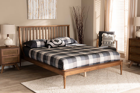 Baxton Studio Abel Classic and Traditional Transitional Walnut Brown Finished Wood King Size Platform Bed
