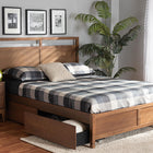 Baxton Studio Saffron Modern and Contemporary Walnut Brown Finished Wood Queen Size 4-Drawer Platform Storage Bed