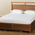 Baxton Studio Saffron Modern and Contemporary Walnut Brown Finished Wood Queen Size 4-Drawer Platform Storage Bed
