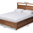 Baxton Studio Saffron Modern and Contemporary Walnut Brown Finished Wood Queen Size 4-Drawer Platform Storage Bed