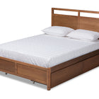 Baxton Studio Saffron Modern and Contemporary Walnut Brown Finished Wood Queen Size 4-Drawer Platform Storage Bed