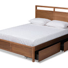 Baxton Studio Saffron Modern and Contemporary Walnut Brown Finished Wood Queen Size 4-Drawer Platform Storage Bed