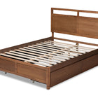 Baxton Studio Saffron Modern and Contemporary Walnut Brown Finished Wood Queen Size 4-Drawer Platform Storage Bed