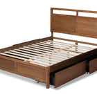 Baxton Studio Saffron Modern and Contemporary Walnut Brown Finished Wood Queen Size 4-Drawer Platform Storage Bed