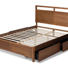 Baxton Studio Saffron Modern and Contemporary Walnut Brown Finished Wood King Size 4-Drawer Platform Storage Bed