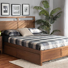 Baxton Studio Saffron Modern and Contemporary Walnut Brown Finished Wood Queen Size 4-Drawer Platform Storage Bed