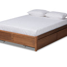 Baxton Studio Yara Modern and Contemporary Walnut Brown Finished Wood King Size 4-Drawer Platform Storage Bed Frame