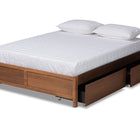 Baxton Studio Yara Modern and Contemporary Walnut Brown Finished Wood King Size 4-Drawer Platform Storage Bed Frame