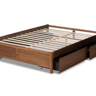Baxton Studio Yara Modern and Contemporary Walnut Brown Finished Wood Full Size 4-Drawer Platform Storage Bed Frame