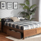 Baxton Studio Yara Modern and Contemporary Walnut Brown Finished Wood Full Size 4-Drawer Platform Storage Bed Frame
