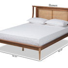 Baxton Studio Jamila Modern Transitional Walnut Brown Finished Wood and Synthetic Rattan Queen Size Platform Bed