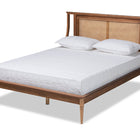 Baxton Studio Jamila Modern Transitional Walnut Brown Finished Wood and Synthetic Rattan Queen Size Platform Bed