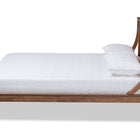 Baxton Studio Jamila Modern Transitional Walnut Brown Finished Wood and Synthetic Rattan Queen Size Platform Bed