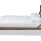 Baxton Studio Jamila Modern Transitional Walnut Brown Finished Wood and Synthetic Rattan King Size Platform Bed