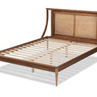 Baxton Studio Jamila Modern Transitional Walnut Brown Finished Wood and Synthetic Rattan Queen Size Platform Bed