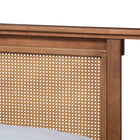 Baxton Studio Jamila Modern Transitional Walnut Brown Finished Wood and Synthetic Rattan Queen Size Platform Bed