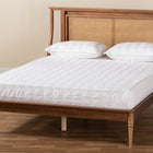 Baxton Studio Jamila Modern Transitional Walnut Brown Finished Wood and Synthetic Rattan Queen Size Platform Bed