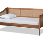 Baxton Studio Ogden Mid-Century Modern Walnut Brown Finished Wood and Synthetic Rattan Twin Size Daybed