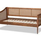 Baxton Studio Ogden Mid-Century Modern Walnut Brown Finished Wood and Synthetic Rattan Twin Size Daybed
