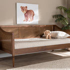 Baxton Studio Ogden Mid-Century Modern Walnut Brown Finished Wood and Synthetic Rattan Twin Size Daybed