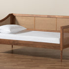 Baxton Studio Ogden Mid-Century Modern Walnut Brown Finished Wood and Synthetic Rattan Twin Size Daybed