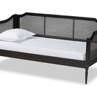 Baxton Studio Hancock Mid-Century Modern Charcoal Finished Wood and Synthetic Rattan Twin Size Daybed