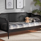 Baxton Studio Hancock Mid-Century Modern Charcoal Finished Wood and Synthetic Rattan Twin Size Daybed