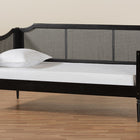 Baxton Studio Hancock Mid-Century Modern Charcoal Finished Wood and Synthetic Rattan Twin Size Daybed