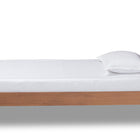 Baxton Studio Saul Mid-Century Modern Light Grey Fabric Upholstered and Walnut Brown Finished Wood Twin Size Platform Bed