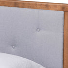 Baxton Studio Saul Mid-Century Modern Light Grey Fabric Upholstered and Walnut Brown Finished Wood Twin Size Platform Bed