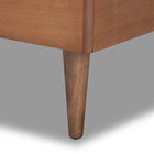 Baxton Studio Saul Mid-Century Modern Light Grey Fabric Upholstered and Walnut Brown Finished Wood Twin Size Platform Bed