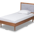 Baxton Studio Saul Mid-Century Modern Light Grey Fabric Upholstered and Walnut Brown Finished Wood Twin Size Platform Bed