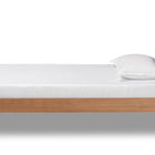 Baxton Studio Laima Mid-Century Modern Light Grey Fabric Upholstered and Walnut Brown Finished Wood Twin Size Platform Bed