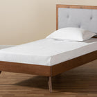 Baxton Studio Laima Mid-Century Modern Light Grey Fabric Upholstered and Walnut Brown Finished Wood Twin Size Platform Bed