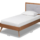 Baxton Studio Laima Mid-Century Modern Light Grey Fabric Upholstered and Walnut Brown Finished Wood Twin Size Platform Bed
