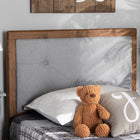 Baxton Studio Abner Modern and Contemporary Transitional Light Grey Fabric Upholstered and Walnut Brown Finished Wood Twin Size Headboard