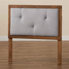 Baxton Studio Abner Modern and Contemporary Transitional Light Grey Fabric Upholstered and Walnut Brown Finished Wood Twin Size Headboard