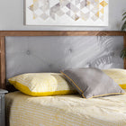 Baxton Studio Abner Modern and Contemporary Transitional Light Grey Fabric Upholstered and Walnut Brown Finished Wood Queen Size Headboard