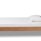 Baxton Studio Saul Mid-Century Modern Dark Grey Fabric Upholstered and Walnut Brown Finished Wood Twin Size Platform Bed